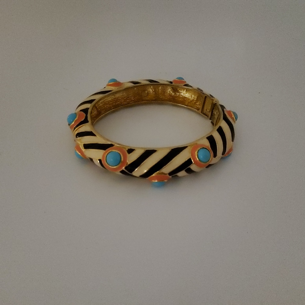Vintage Kenneth Jay Lane Zebra Turquoise Bracelet - image 1